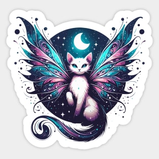 Magical Fairy Cat in Starry night Sticker